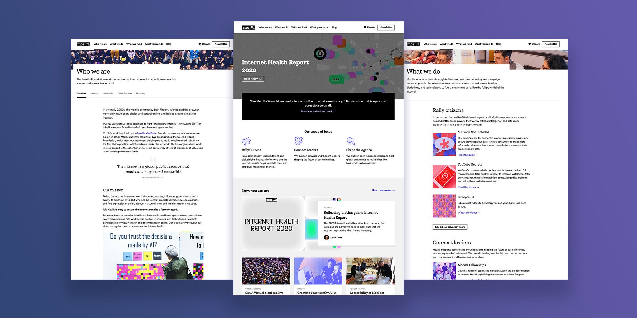 hero shot showing mockups of the Mozilla Foundation page updates